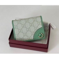 Original Cheap Gucci GG Canvas Emblem Mini Wallet with Ring 820692 Light Green 2026