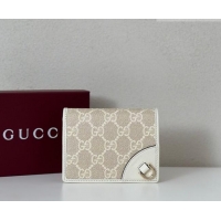Good Quality Gucci GG Canvas Emblem Mini Wallet with Ring 820692 White 2026