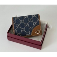 Shop Cheap Gucci GG Denim Emblem Mini Wallet with Ring 820692 Blue 2026