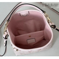 Unique Grade Gucci GG GG Monogram Fabric Emblem Small Bucket Bag 815118 Pink/Red 2026