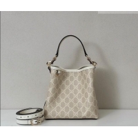 Luxury Discount Gucci GG Canvas Emblem Small Bucket Bag 815118 White 2026