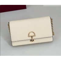 Best Price Gucci Half Horsebit wallet on chain in Grainy Leather 855654 White 2026