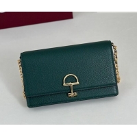 Luxury Discount Gucci Half Horsebit wallet on chain in Grainy Leather 855654 Green 2026