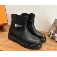 Popular Style Hermes Jeff Ankle Boots in Calfskin Leather H252939 Black/Silver 2026