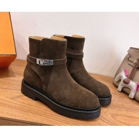 Good Looking Hermes Jeff Ankle Boots in Calfskin Leather H252939 Brown 2026