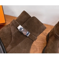Good Looking Hermes Jeff Ankle Boots in Calfskin Leather H252939 Brown 2026