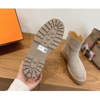 Shop Duplicate Hermes Jeff Ankle Boots in Calfskin Leather H252939 Grey 2026