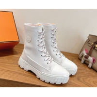 Sophisticated Hermes Fresh Platform Ankle Boots in Suede Leather H242072 White/Brown 2026