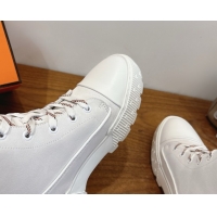 Sophisticated Hermes Fresh Platform Ankle Boots in Suede Leather H242072 White/Brown 2026