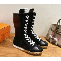 Best Grade Hermes Suede and Calfskin Leather Sneaker Boots H122001 Black 2026