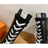 Best Grade Hermes Suede and Calfskin Leather Sneaker Boots H122001 Black 2026