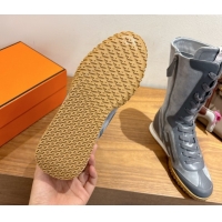 Sumptuous Hermes Suede and Calfskin Leather Sneaker Boots H122001 Dark Grey 2026