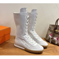 Purchase Hermes Suede and Calfskin Leather Sneaker Boots H122001 White 2026