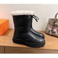 Classic Hot Hermes Suede and Shearling Platform Ankle Boots  HS122201 Black 2026