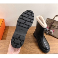Classic Hot Hermes Suede and Shearling Platform Ankle Boots  HS122201 Black 2026