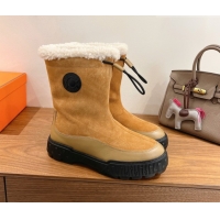 Luxurious Hermes Suede and Shearling Platform Ankle Boots  HS122201 Beige 2026
