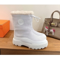 Unique Discount Hermes Suede and Shearling Platform Ankle Boots  HS122201 White 2026