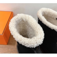 Crafted Hermes Suede and Shearling Platform Ankle Boots  HS122201 Black 2026