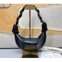 Promotional Saint Laurent Amalia Mini Hobo Bag in Shiny Leather 862558 Black 2026