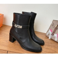Durable Hermes Neo Heel Ankle Boots in Calfskin Leather Black 1222007 2026