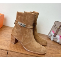 Luxury Discount Hermes Neo Heel Ankle Boots in Suede Taupe Brown 1222008 2026