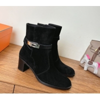 Luxury Hermes Neo Heel Ankle Boots in Suede Black 1222009 2026