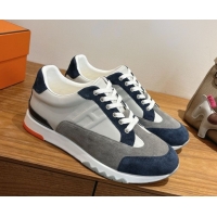 Buy Luxury Hermes Trail Sneakers in Calfskin and Suede White/Grey/Blue 1222011 2026