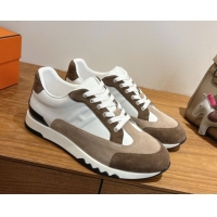 Low Price Hermes Trail Sneakers in Calfskin and Suede White/Beige/Brown 1222012 2026