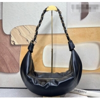Best Grade Saint Laurent Amalia Hobo Bag in Shiny Leather 862210 Black 2026