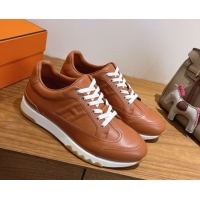 Inexpensive Hermes Trail Sneakers in Calfskin Leather Brown 1222018 2026