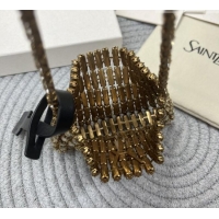 Best Price Saint Laurent Micro Evening Bag in Crystals 788380 Gold-Tone 2026