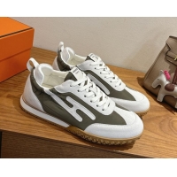 Top Quality Hermes Jet Sneakers in Fabric and Suede White/Green 1222022 2026