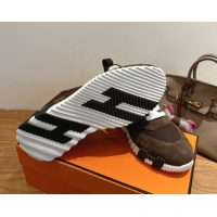 Buy Duplicate Hermes Bouncing Sneakers in Fabric and Suede Dark Brown 1222024 2026