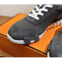 Reasonable Price Hermes Bouncing Sneakers in Fabric and Suede Dark Grey 1222026 2026
