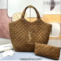 Best Quality Saint Laurent Icare Maxi Shopping Bag in Quilted Suede 698651 Brown 2026