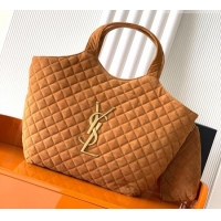 Well Crafted Saint Laurent Icare Maxi Shopping Bag in Quilted Suede 698651 Caramel 2026