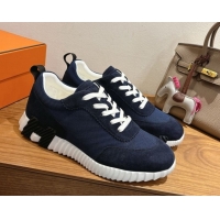 Low Cost Hermes Bouncing Sneakers in Fabric and Suede Deep Blue 1222028 2026