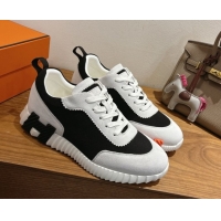 Buy Discount Hermes Bouncing Sneakers in Fabric and Suede Grey/Black 1222029 2026