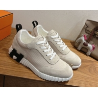 Design Cheap Hermes Bouncing Sneakers in Fabric and Suede Beige Grey 1222030 2026