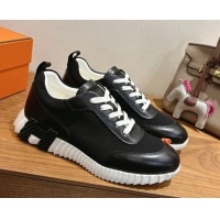 Design Cheap Hermes Bouncing Sneakers in Fabric and Leather Black 1222031 2026