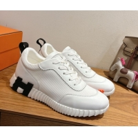 Duplicate Hermes Bouncing Sneakers in Fabric and Leather White 1222035 2026