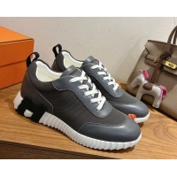 Top Quality Hermes Bouncing Sneakers in Fabric and Leather Dark Grey 1222037 2026