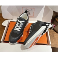 Top Quality Hermes Bouncing Sneakers in Fabric and Leather Dark Grey 1222037 2026