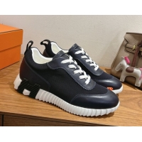 Good Quality Hermes Bouncing Sneakers in Fabric and Leather Dark Blue 1222038 2026