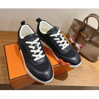 Good Quality Hermes Bouncing Sneakers in Fabric and Leather Dark Blue 1222038 2026