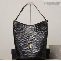 Super Quality Saint Laurent Niki Supple Bucket Bag in Vintage Leather 8443461 Black 2025