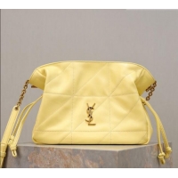 Luxury Discount Saint Laurent Jamie Shoulder Pouch Bag in Lambskin Leather 862712 Lemon Yellow 2026