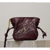 Good Taste Saint Laurent Jamie Mini Shoulder Pouch Bag in Lambskin Leather 859174 Burgundy 2026