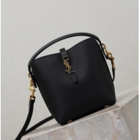 Best Quality Saint Laurent LE 37 Mini Bucket Bag in Grained leather 765870 Black 2026