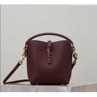 Best Price Saint Laurent LE 37 Mini Bucket Bag in Grained leather 765870 Burgundy 2026